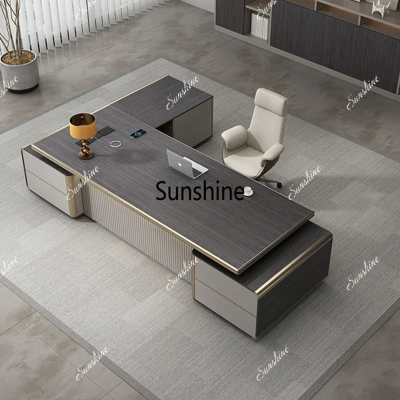 Luxury Modern Computer Desk L Shaped Cabinet L Shape Computer Office Table Organizer Executive Drawers Escritorio Furniture T*