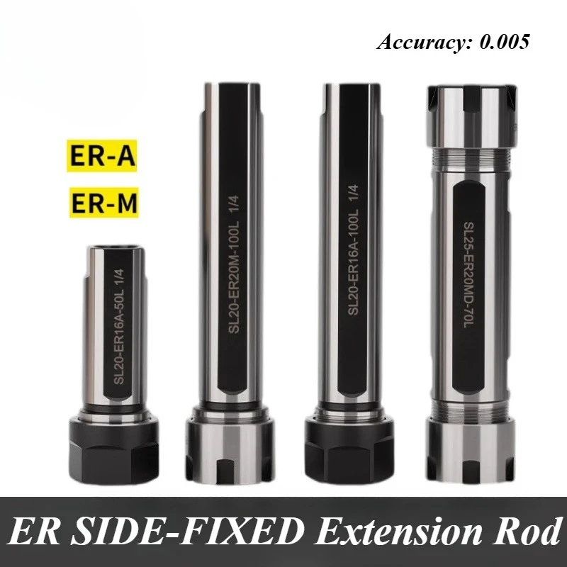 Collet Chuck Holder SL12 SL16 SL20 SL25 SL25.4 for ER11 ER16 ER20 ER25 Collet 70L Extension Straight Shank ER11A /M ER16A ER20A