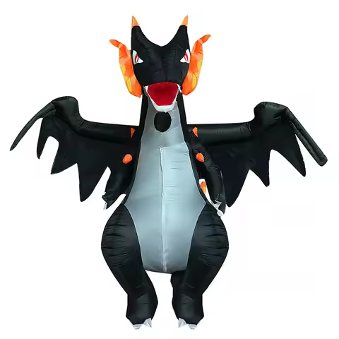 Adult Inflatable Black A fire-breathing Dragon Cosplay Costumes Role Playing Party Events Halloween Funny