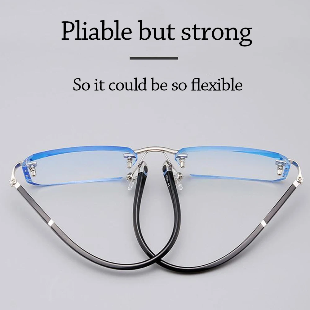 Blue Ray Blocking Anti-Blaulicht-Lesebrille Augenschutz Randlose Schnittkante Hyperopiebrille Ultraleichter Luxus – Detail 6