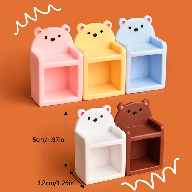 2Pcs 1/12 Dollhouse Mini Bear Bookshelf Model Dollhouse Furniture Decoration Dolls House Accessories Micro Scene Photo Props