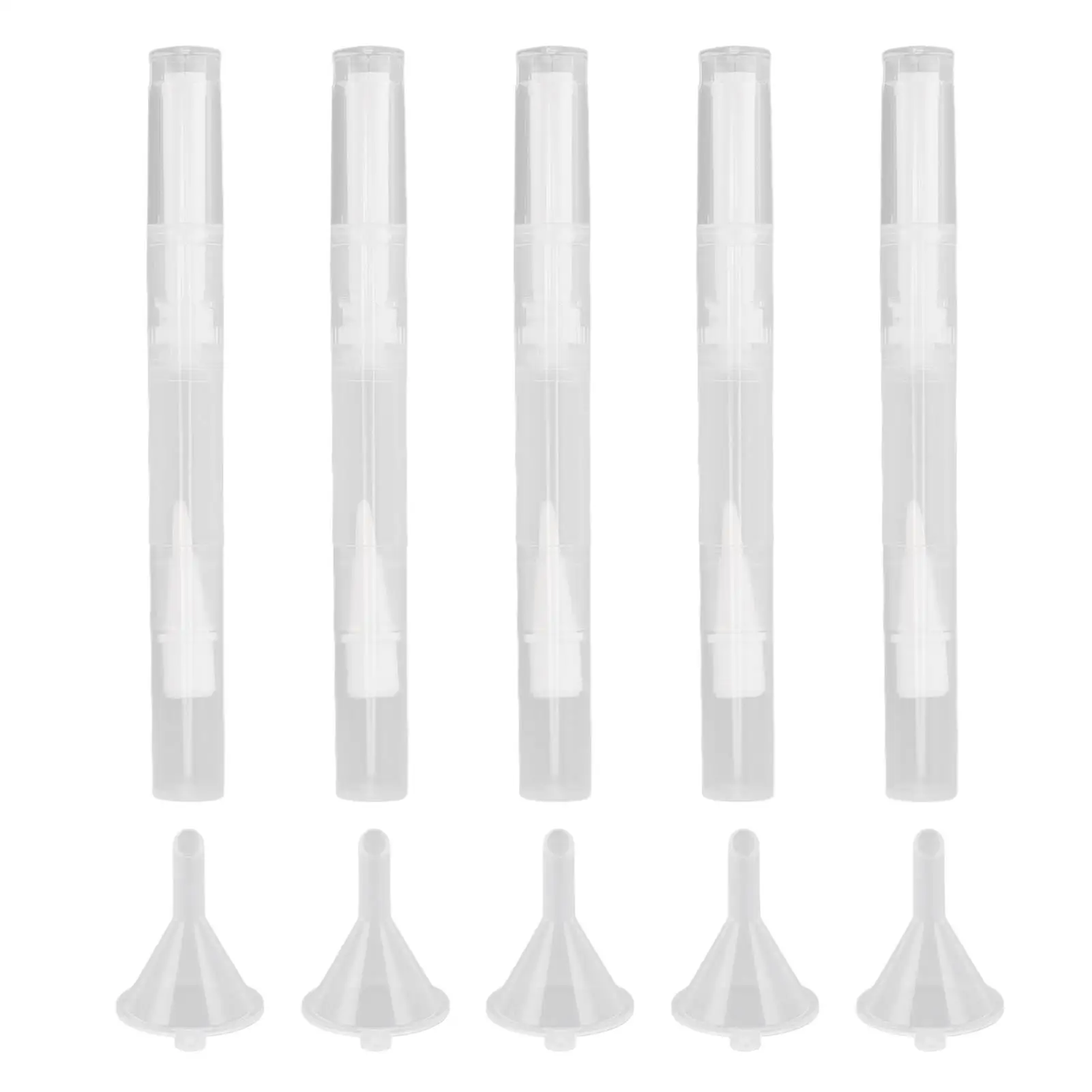 

5-Pack Reusable Lip Gloss Containers with Nylon Brush - Anti-Leak Plastic Tubes for Cosmetic Travel & Nail Oil
