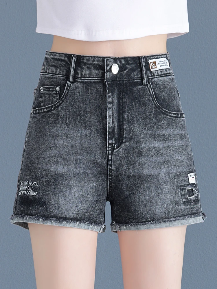 

High Waist Short Jeans Women's Summer Thin New Loose Slim A-Line Wide Leg Hot Pants Torn Hole Frayed Hem Korean Style Commute