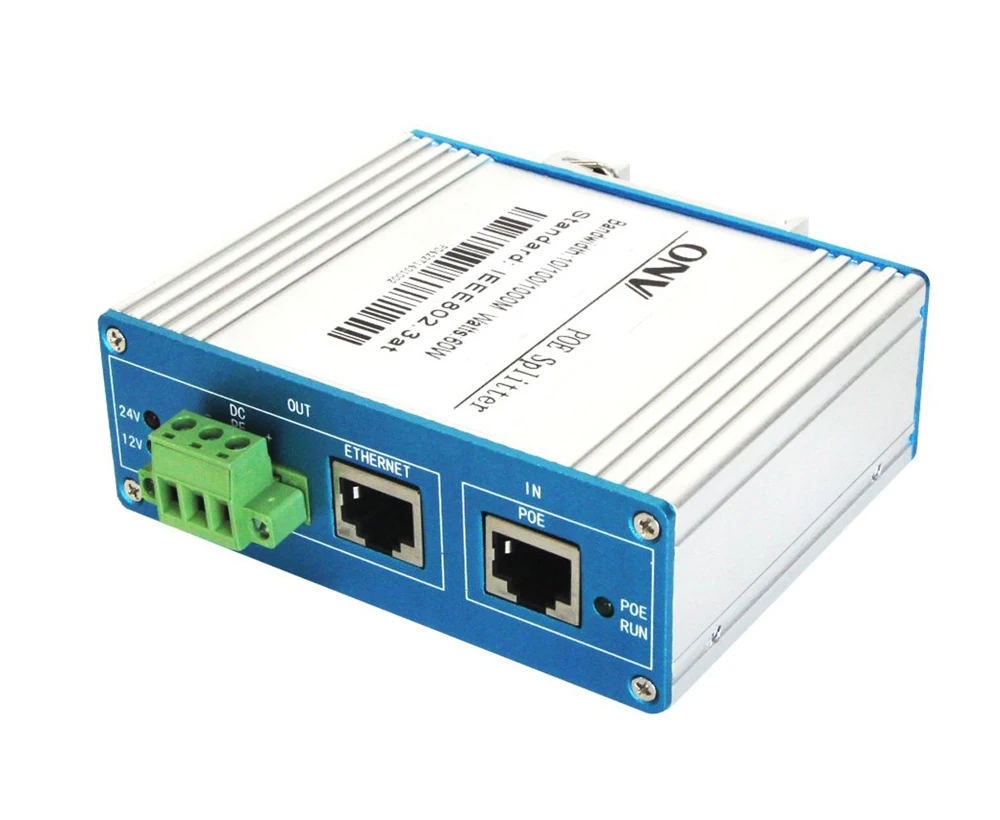 Low Price 60W Gigabit PoE Splitter IEEE 802.3af/at Compliant Certs PoE to 12V DC for High-Power Devices CE/FCC/RoHS Certified
