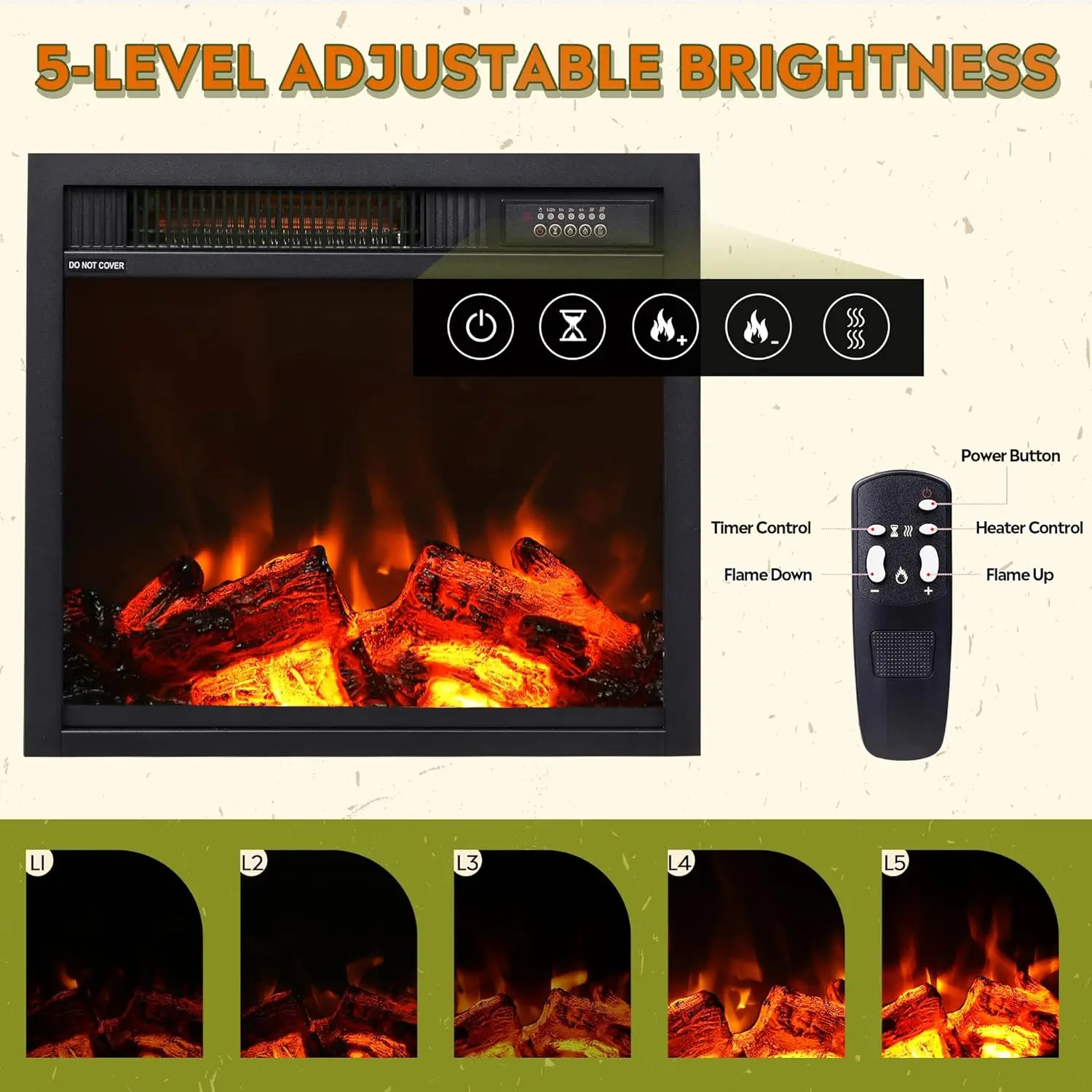 TV Stand for 65 Inch TV 58 Inch Entertainment Center with 18 Inch Electric Fireplace Media Console Rustic Brown