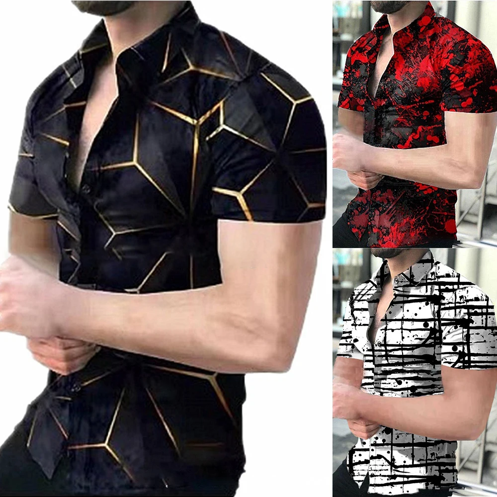 Sale Comfortable New Practical Mens T-Shirt Tee Top Soft Summer Breathable Button-Up Casual Multicolor Polyester