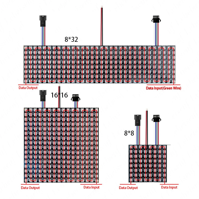 12V WS2815 elastyczna matryca LED RGB 5050 pikseli ekran przerwania cv 8x8 64 lampa 16x16 8x32 256 Light Dotstar cyfrowy wyświetlacz