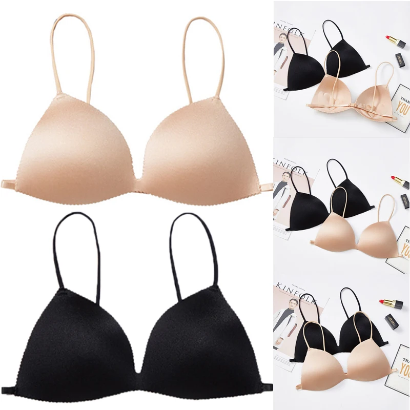 French Spaghetti Straps Back Bra Without Steel Ring Underwear Women Sexy Silicone Breathable Push Up Bra Seamless Bras