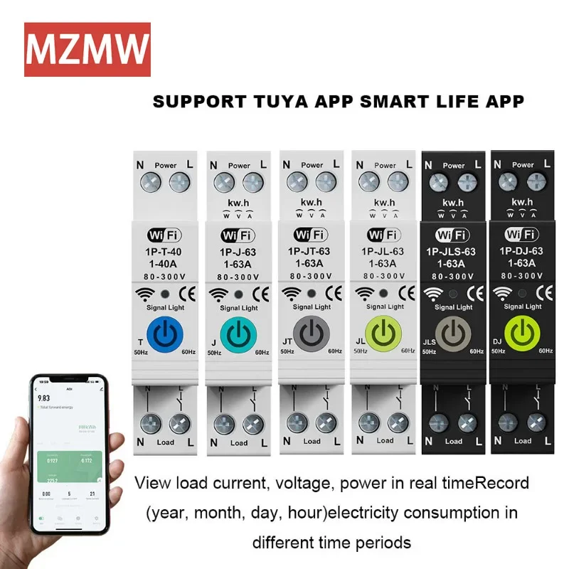 Tuya Smart Home Circuit Breaker 220V 1P Voltage Relay Interruptor Intelligent Wifi Transfer Switch Smartlife Overload Protector