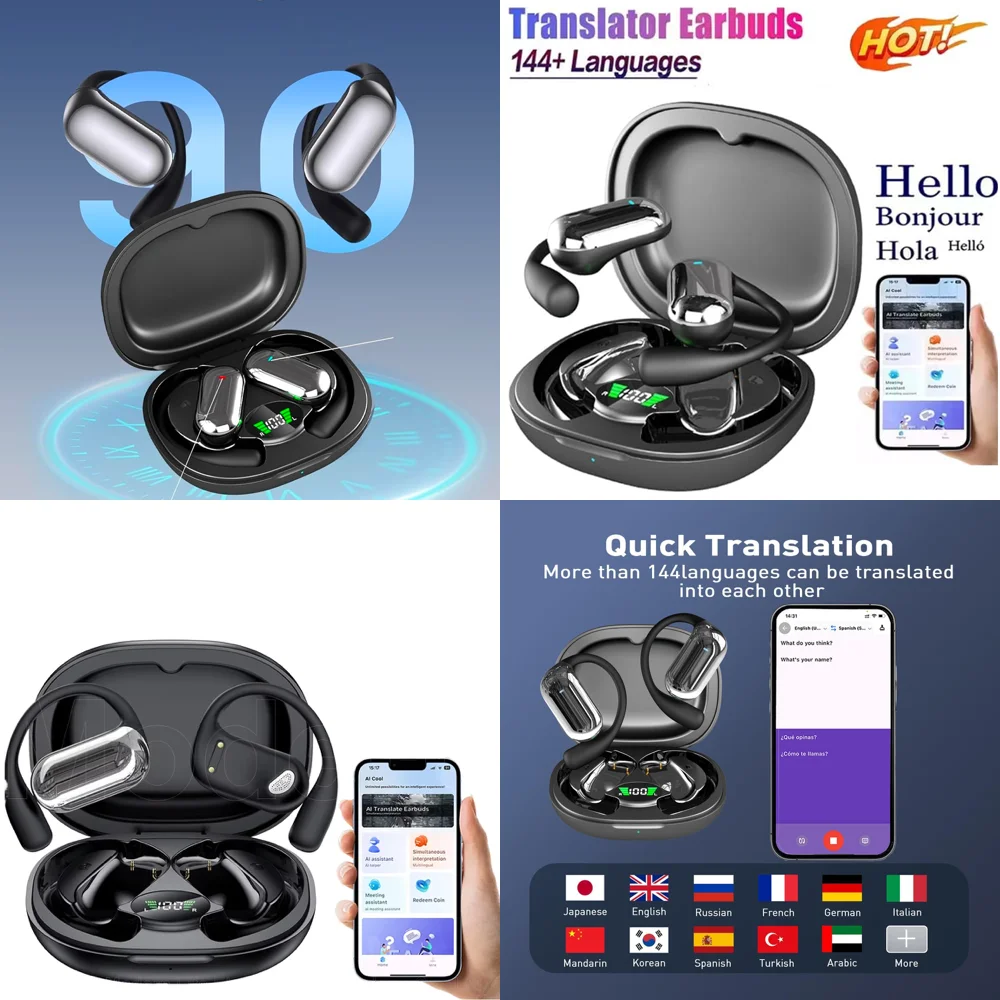 

Wireless Earbuds AI Language Headphones with 144 Translation Languages Earphone with LED Display Mobile Accessories Wholesale