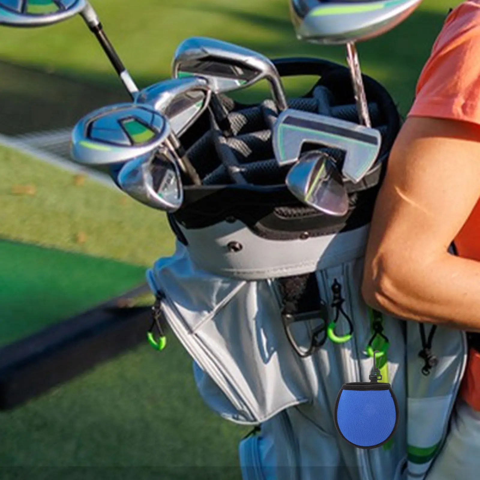 

Golf Ball Pouch with Clip Heavy Duty Neoprene Material Fleece Interior Protection for Cleaners Washers Portable Golf Accessories