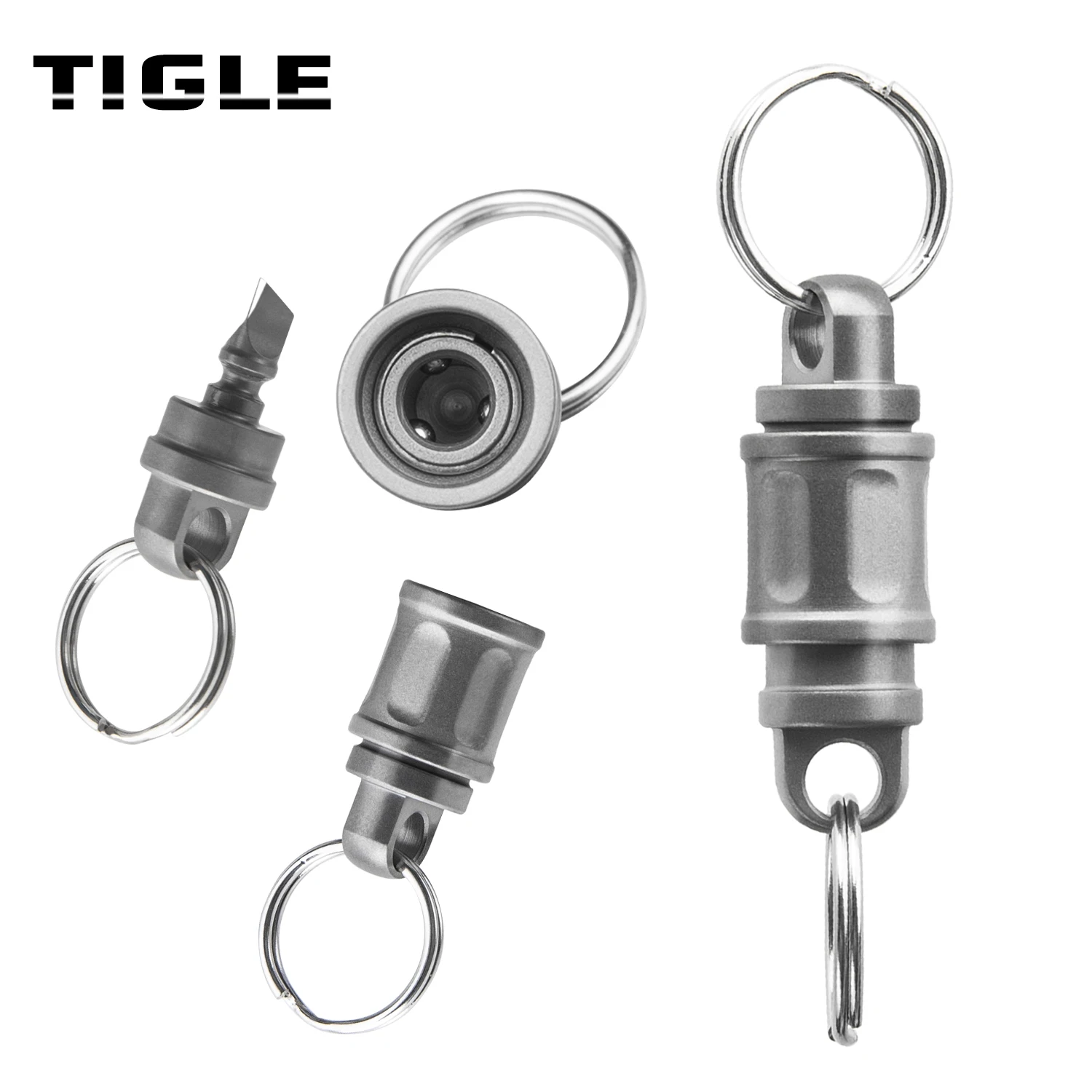 TIGLE Titanium Quick Release Keychain Retractable Key Chain New Pull Apart Key Rings for Men Women