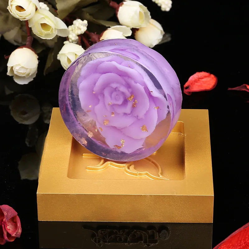 Rose round Moisturizing Lavender Flower Essential Oil Cleansing Gift Soap