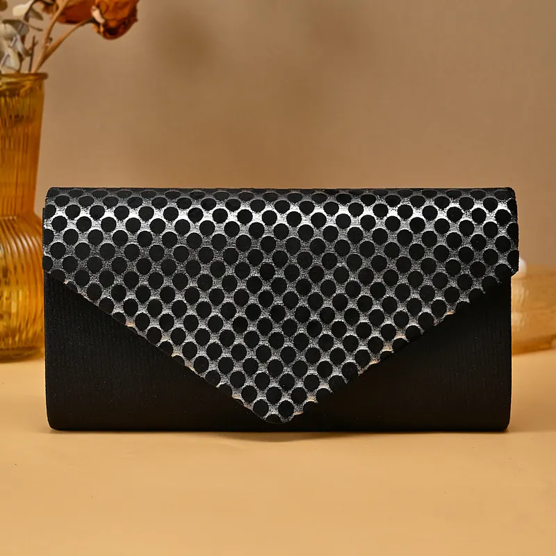 

Women's Black silk clutch bag Wedding Party Evening dress Bag Gala Women's gift Bag Metal chain single shoulder crossbody bag