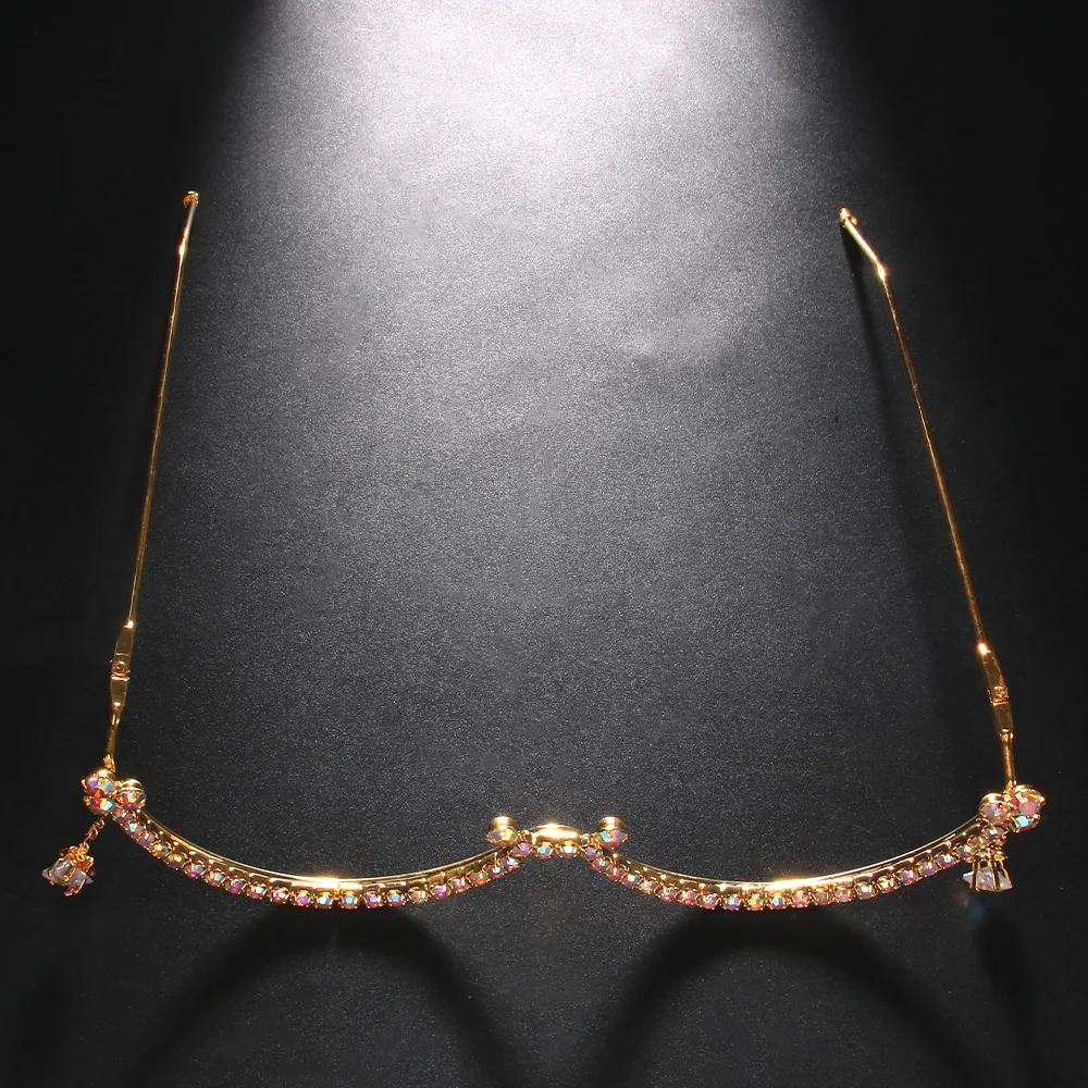 Fashion ab Rhinestone Glasses Frames No lenses Jewelry for Women Star Pendant Arc Shape Glasses Frames Eyewear Decoration Gift