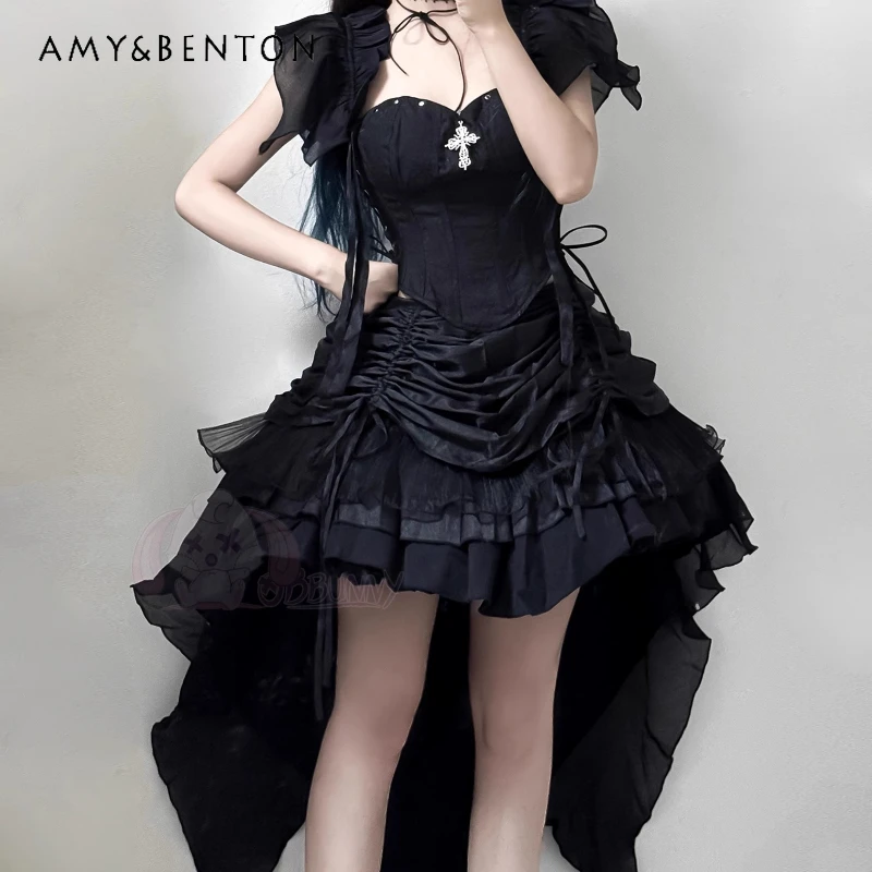 

Original Design Halloween 2025 New Black Gothic Sweet Cool Lolita Women's Clothing Punk Dark Subculture Short Dresses Ladies