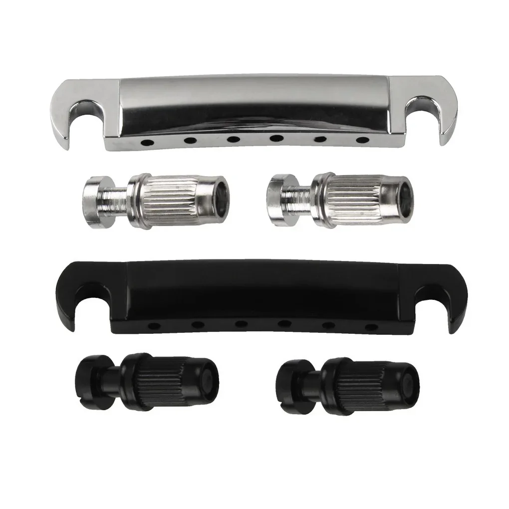 

LP Guitar Tailpiece Metal Stop Bar Tailpiece & Studs for Electric Guitar Parts, Chrome/ Black