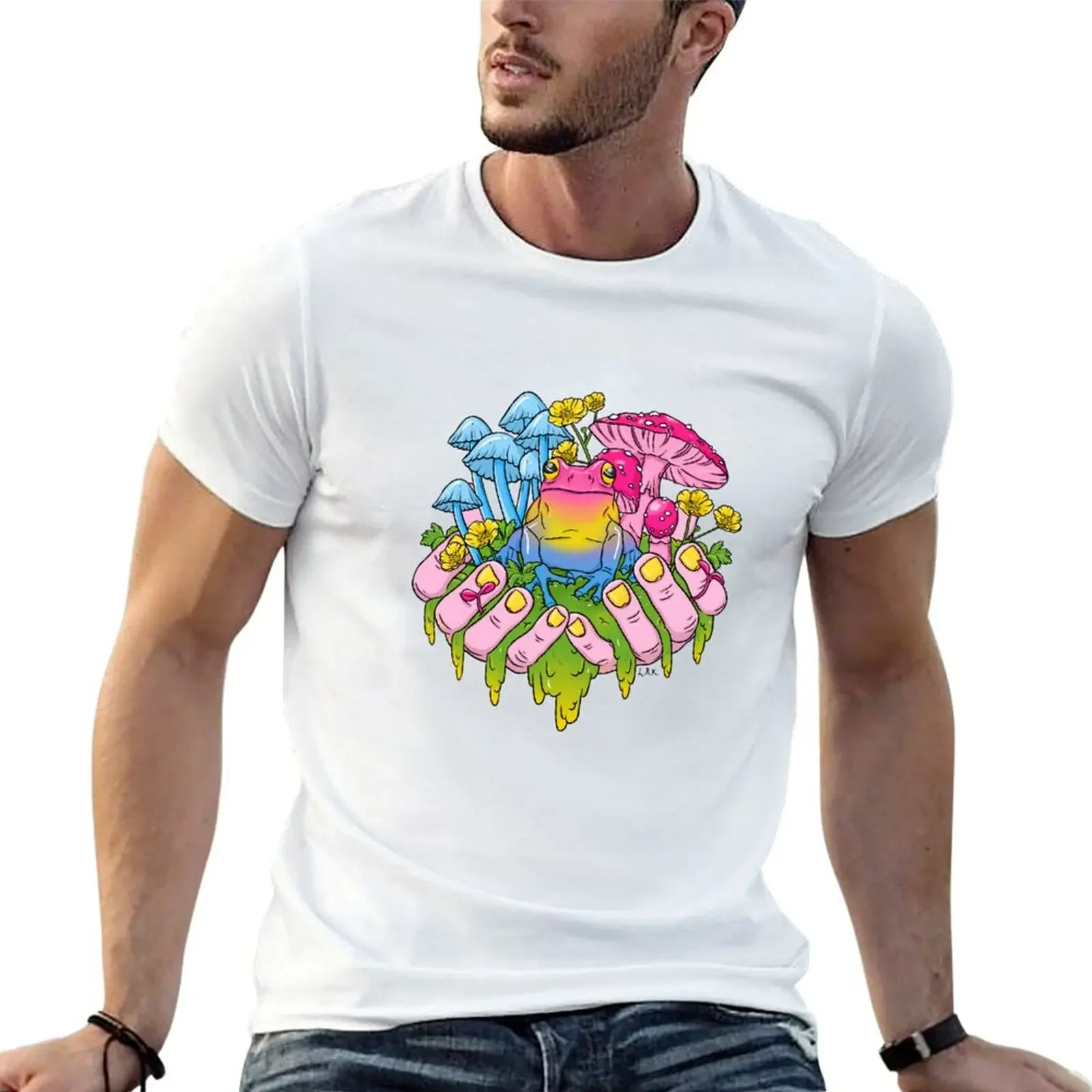 

Pansexual Frog Fungi Handful T-Shirt man clothes essential t shirt anime tshirt heavy weight t shirts for men