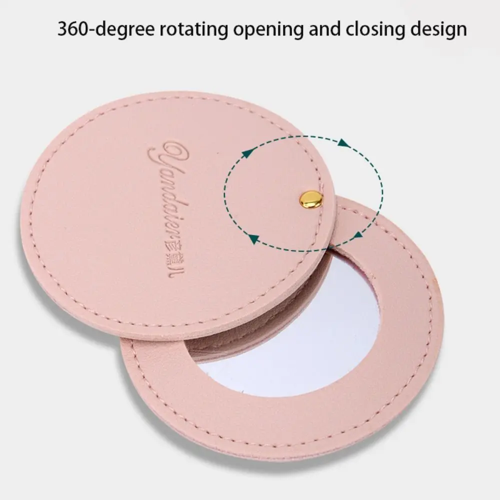 Ronde Lederen Roterende Spiegel Mini Geen Vervorming Ronde Schoonheidsspiegel 360 Graden Rotatie Opvouwbare Zakspiegel Cadeau