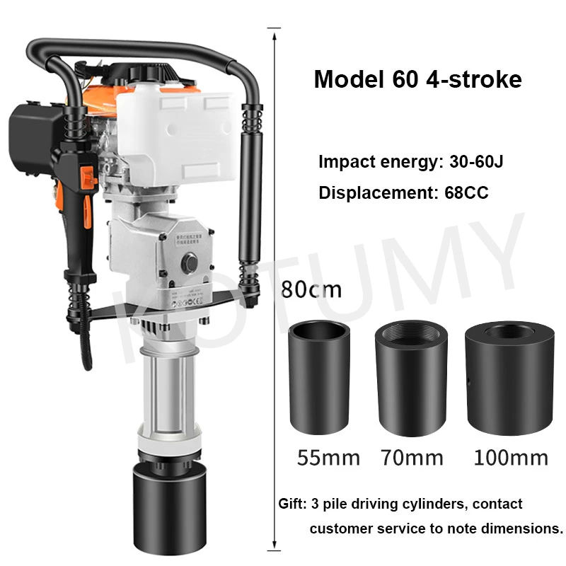 2400W 1900W 4 Stroke Pile Driver 2 Stroke Heavy Duty 68CC/52CC Gas T Post Hammer Farm Fence Garden Tool Railway Impact