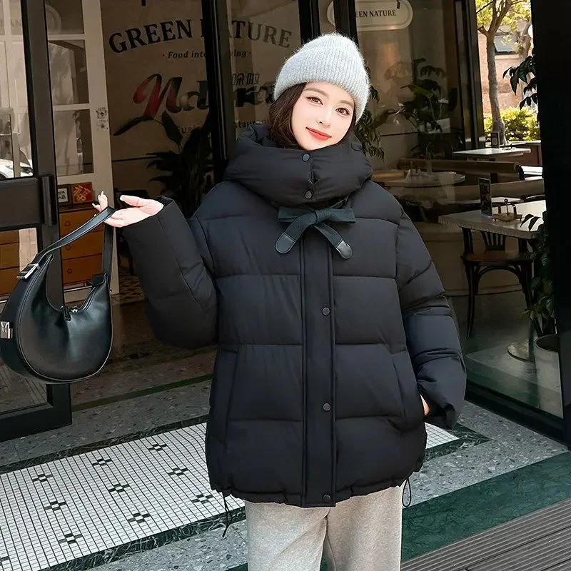 

Новая зимняя женская пуховая хлопковая куртка с капюшоном, теплая ветрозащитная хлопковая куртка большого размера