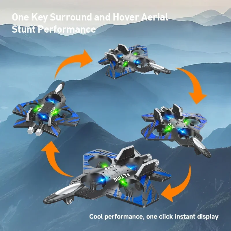 CZ01 RC Roll Stunt Foam  Aircraft Remote Control Drone LED Lights Suspension Flight Fighter Fixed Height Kids Toys Outdoor Game