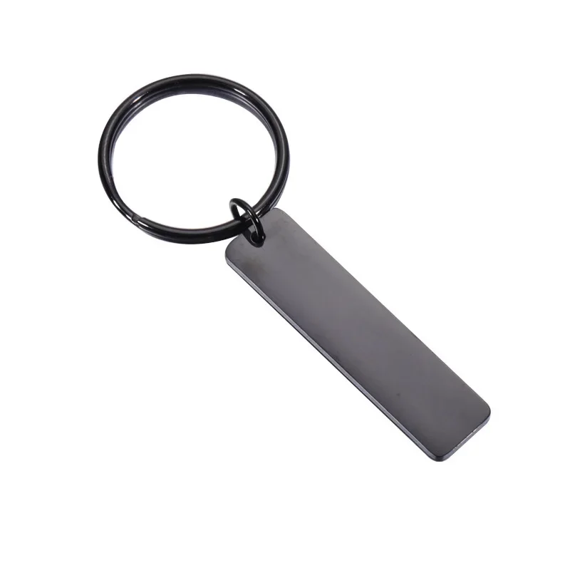 10Pcs 10x40mm Strip Bar Keychain Mirror Polish Stainless Steel Stamping Blank Keychain For DIY Custom Name Engrave Tags Keychain
