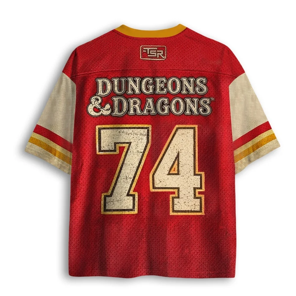 2026 Neues Retro Dragon and Dungeon 74 Fantasy-Rollenspiel Drachen-Bedrucktes Mesh Casual Street Sports T-Shirt – Detail 4