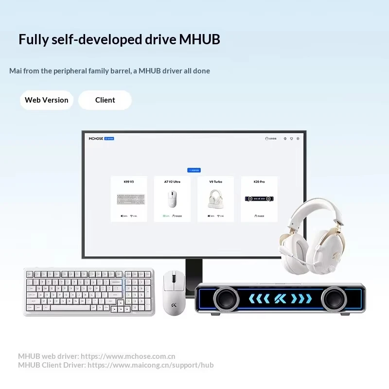 MCHOSE K99 V3 Mechanical Keyboard Tri-Mode Wireless ARGB Control Knob 10000mAh Dual 8K 0.125ms Hot-Swappable Custom Game Keyboa