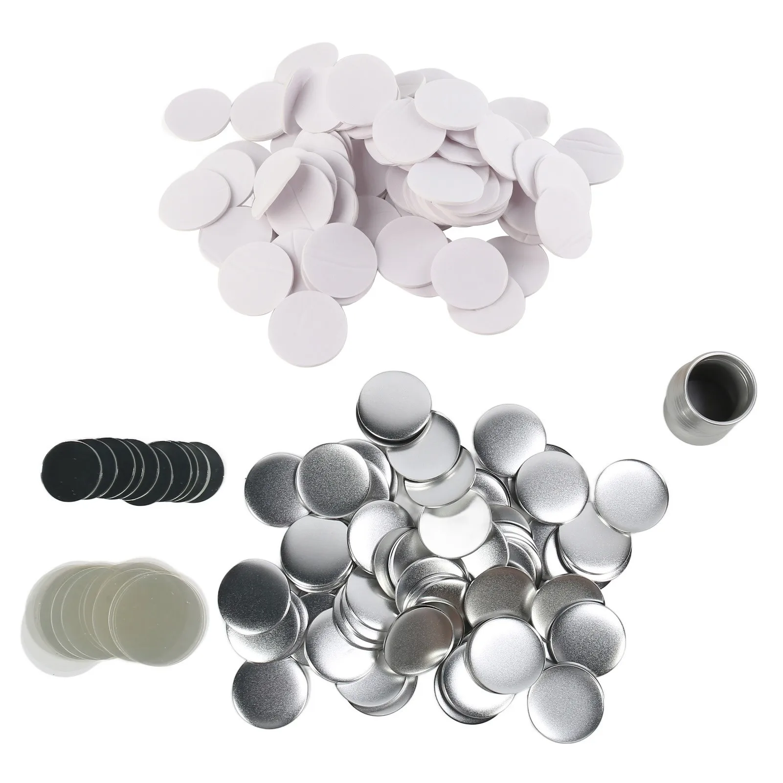 100 Sets 58mm Mirror Round Buttons Parts DIY Blank Rustproof Tinplate Button Maker Supplies for Handcraft Craft