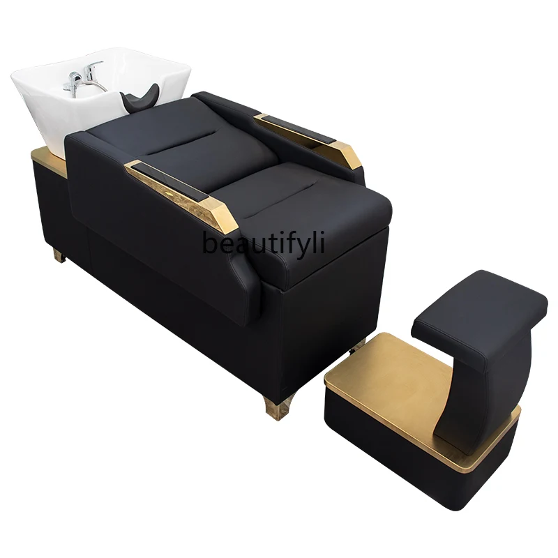 

Shampoo Chair Barber Shop Hair Salon Ceramic Deep Basin Shampoo Chair Lying Half Flushing Bed