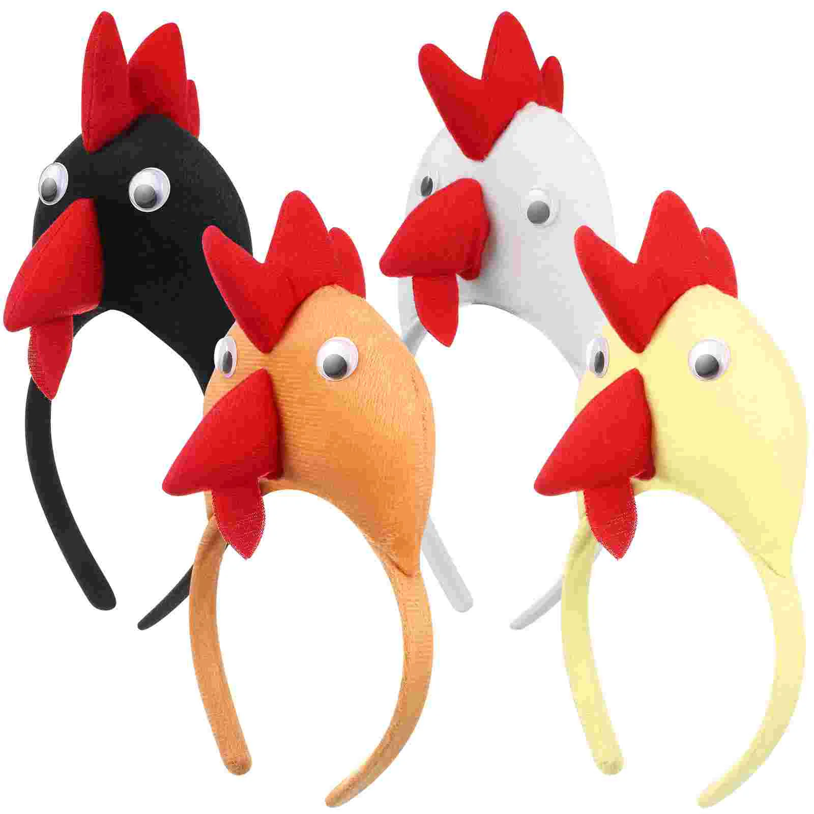 4 Pcs Headgear White Headband Festival Hairband Masquerade Hoop Headwear Rooster Headdress Decorative Pp Cotton Clasp Child