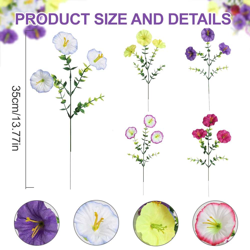 5/10 Stück violette künstliche Blumen, 35 cm, künstliche Blumen für Zuhause, Raumdekoration, Garten, Hochzeitsdekoration, Blumenkorb für den Außenbereich – Detail 8