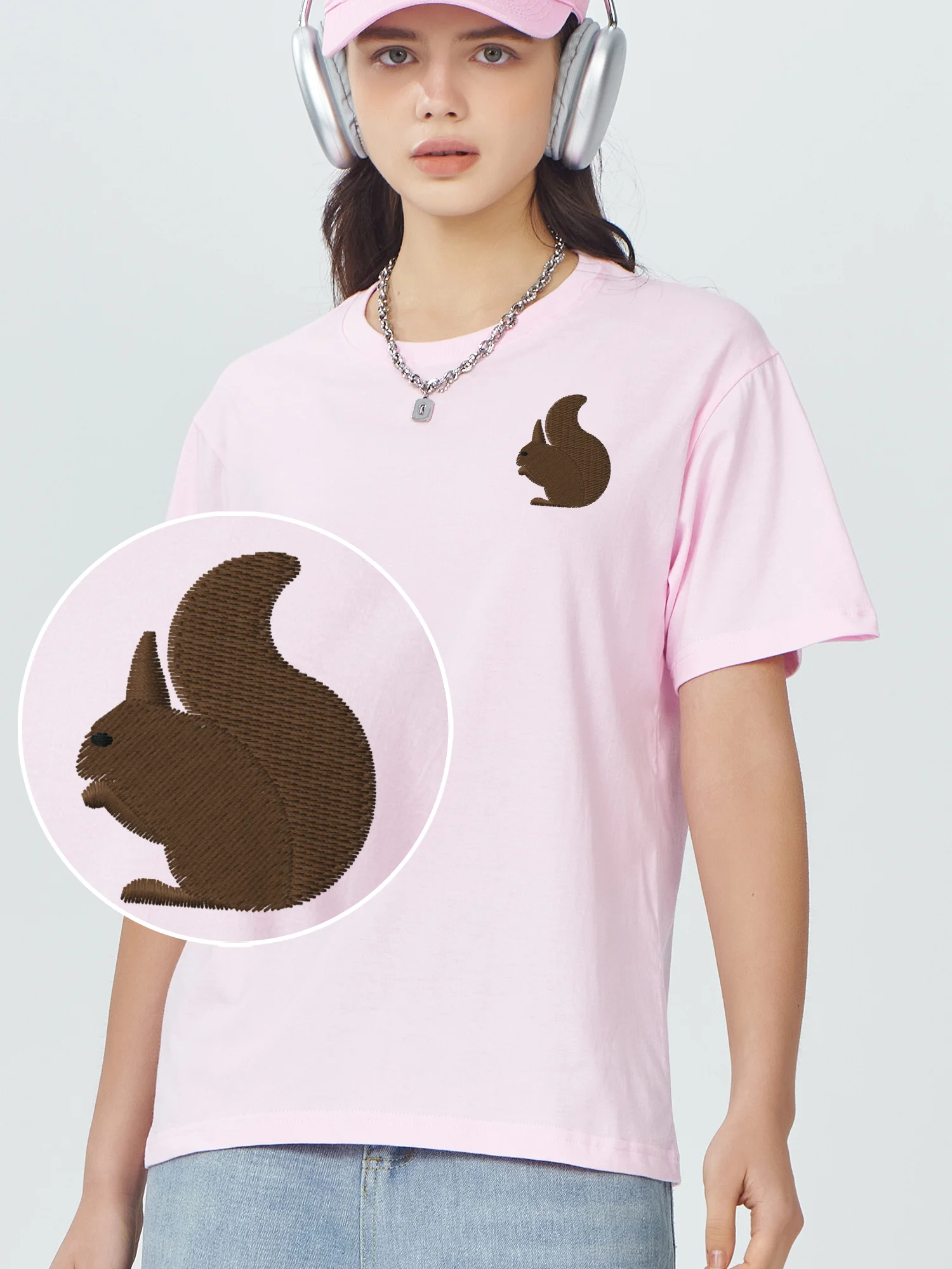 

Squirrel Embroidered Tshirt 100% Cotton Embroidery T-Shirts Designer T Shirt Men Female Tshirts Men