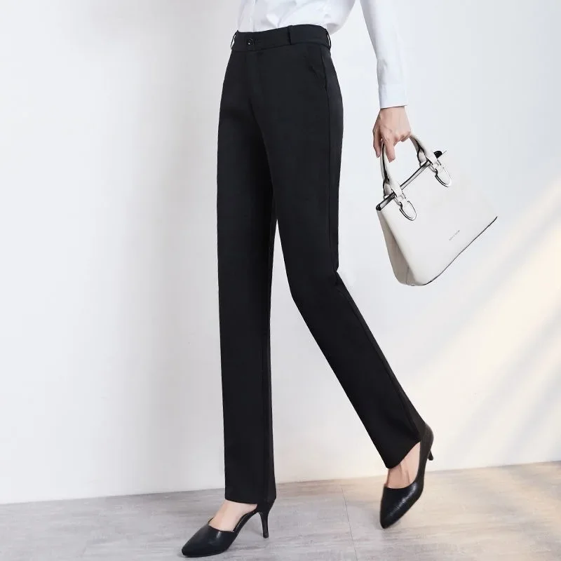 Women's Spring Autumn New High-waisted Straight-leg Slimming Trousers Professional Draped Casual Pants Long Pants Office Workers