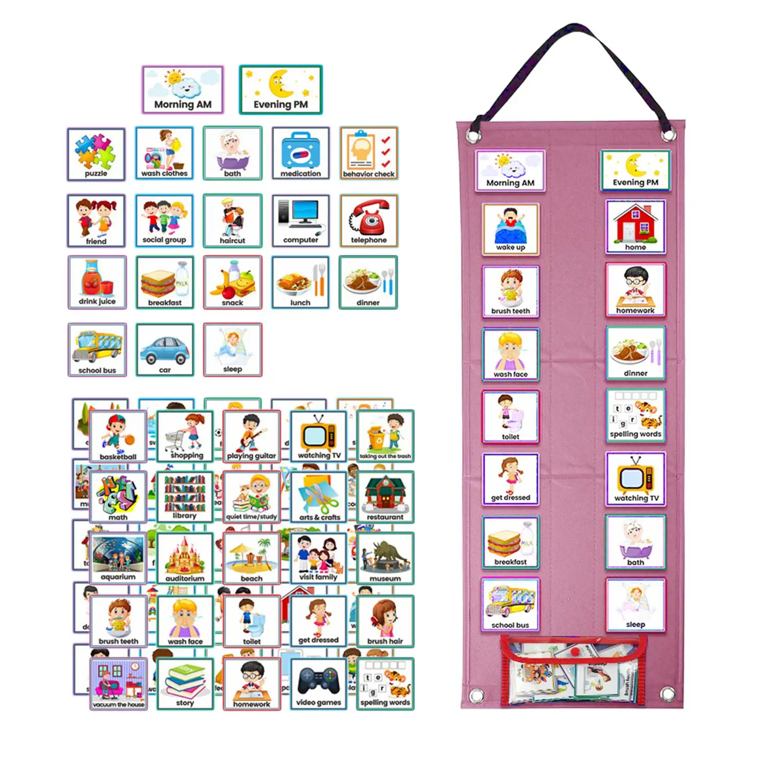 

Kids Visual Schedule Calendar Chart Planner Kids Visual Behavioral Tool Routine Cards for Girls Kids Holiday Gifts Children Boys