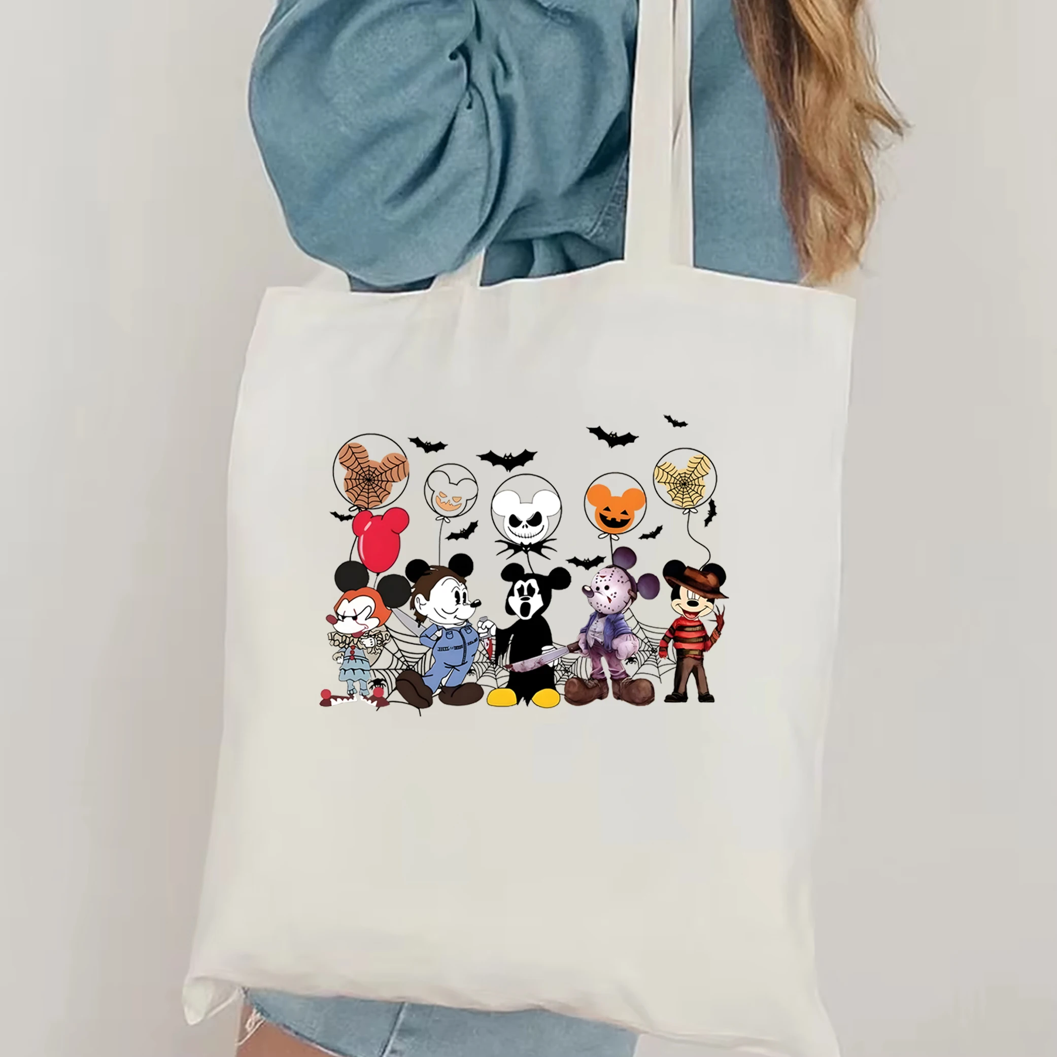 Minnie Mickey Halloween tote bag Disney Horror Movie canvas bag Horror movie inspired canvas tote bag Disneyland shoulder bag