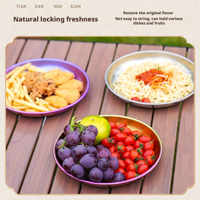 Titanium Purification Plate Backcountry Dinnerware Lightweight Stackable Camping Tray Creative Home Dish Plate Camping Supplies