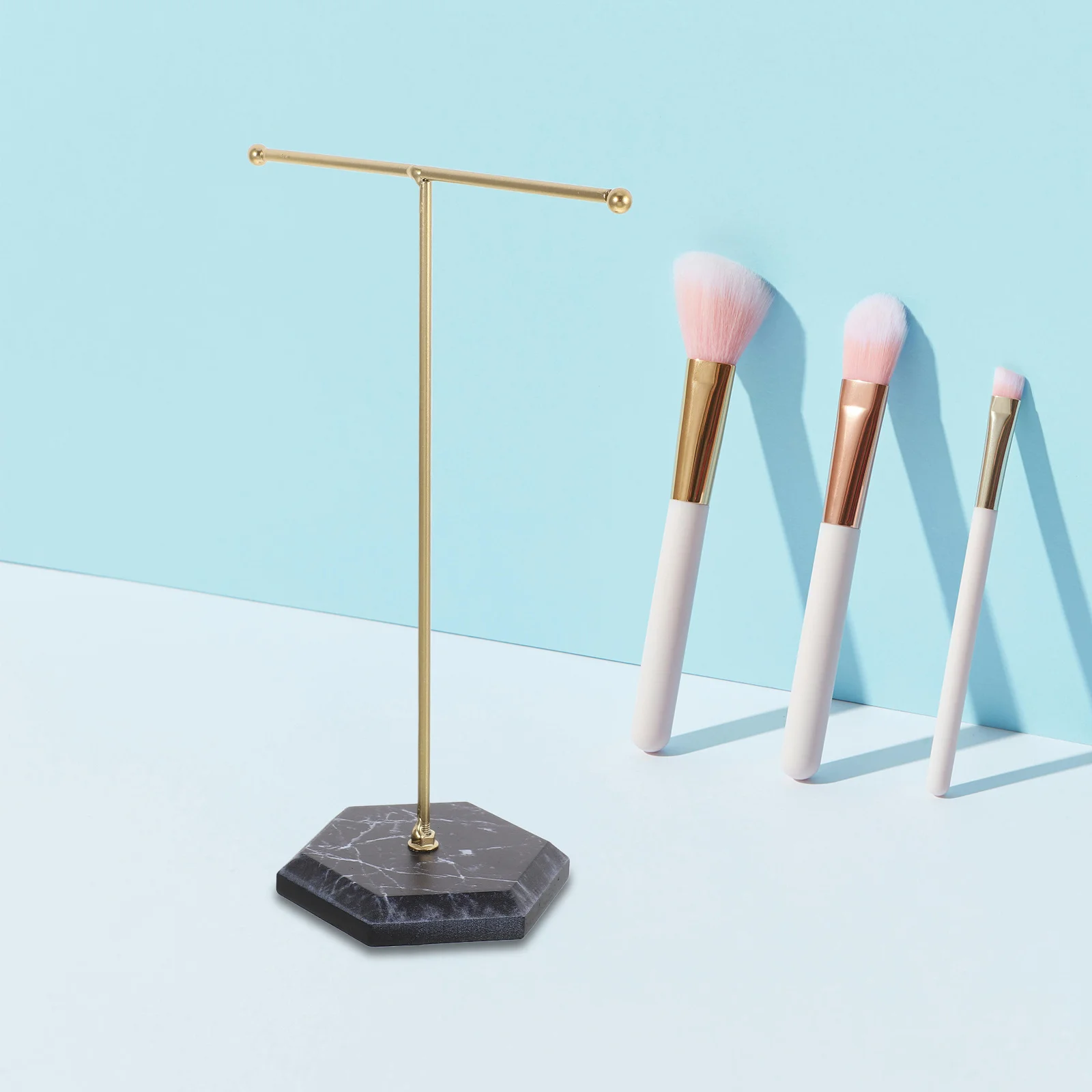 

2 шт., органайзер для ювелирных изделий, Т-образная подставка для хранения ожерелья, браслета, железная настольная подставка для ювелирных изделий с мраморным основанием-