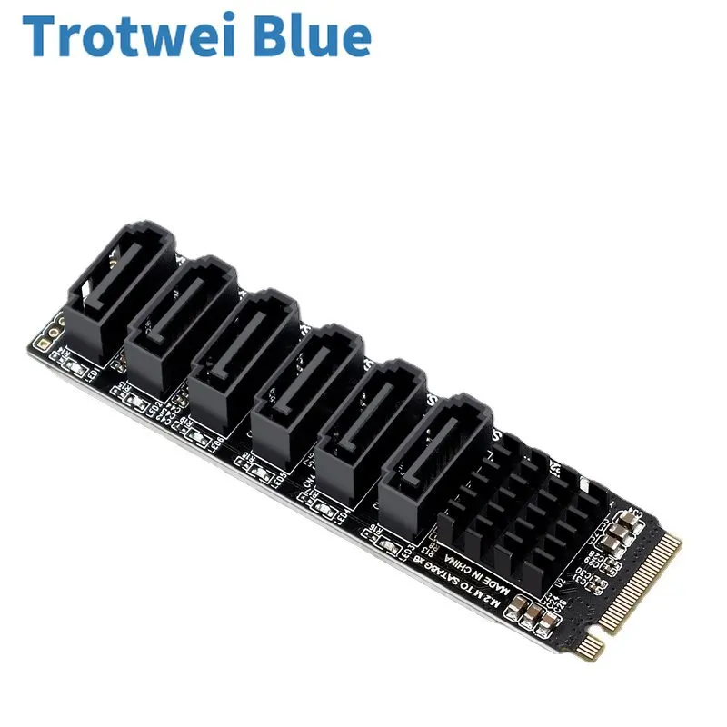 6-Port M.2 Sata PCIE Riser Card M2 NVME To Sata 3.0 Expansion Card ASM1166 6GB/S Adapter 6x SATA3.0 Riser Expansion Dropshipping