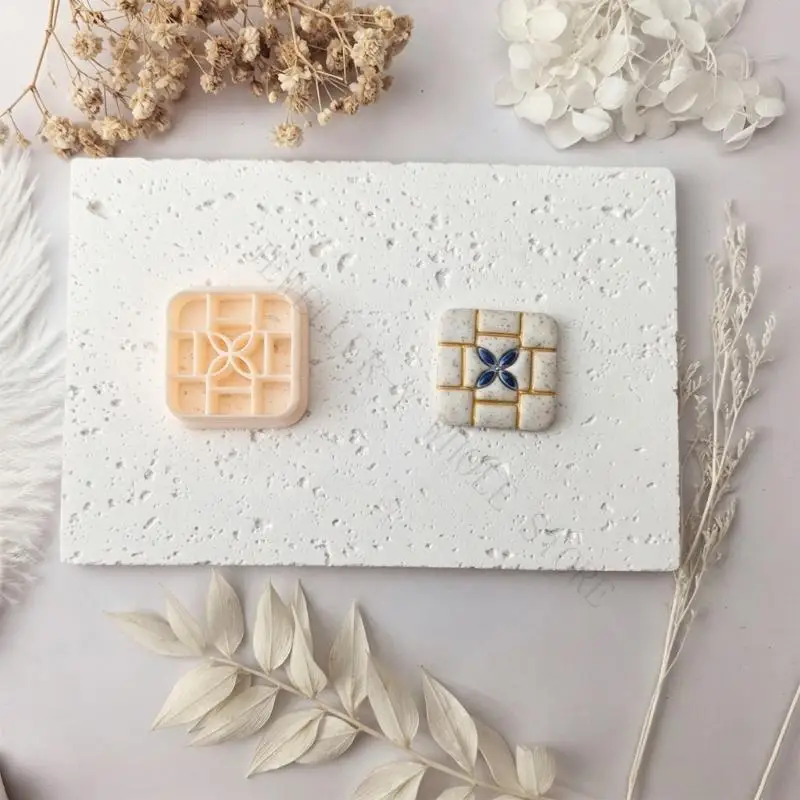 R7UF PLA Clay Pattern Mold for Handmade Earrings and Pendant Projects