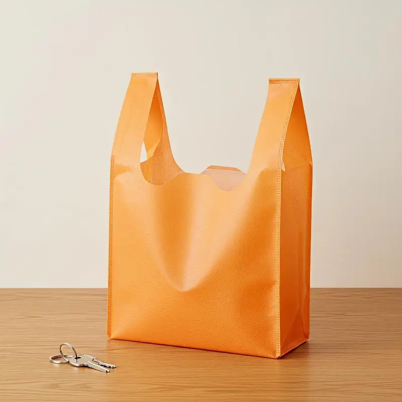 10 PCS Non Woven Reusable Shopping Vest Bags Assorted Colors For Supermarket Grocery Use