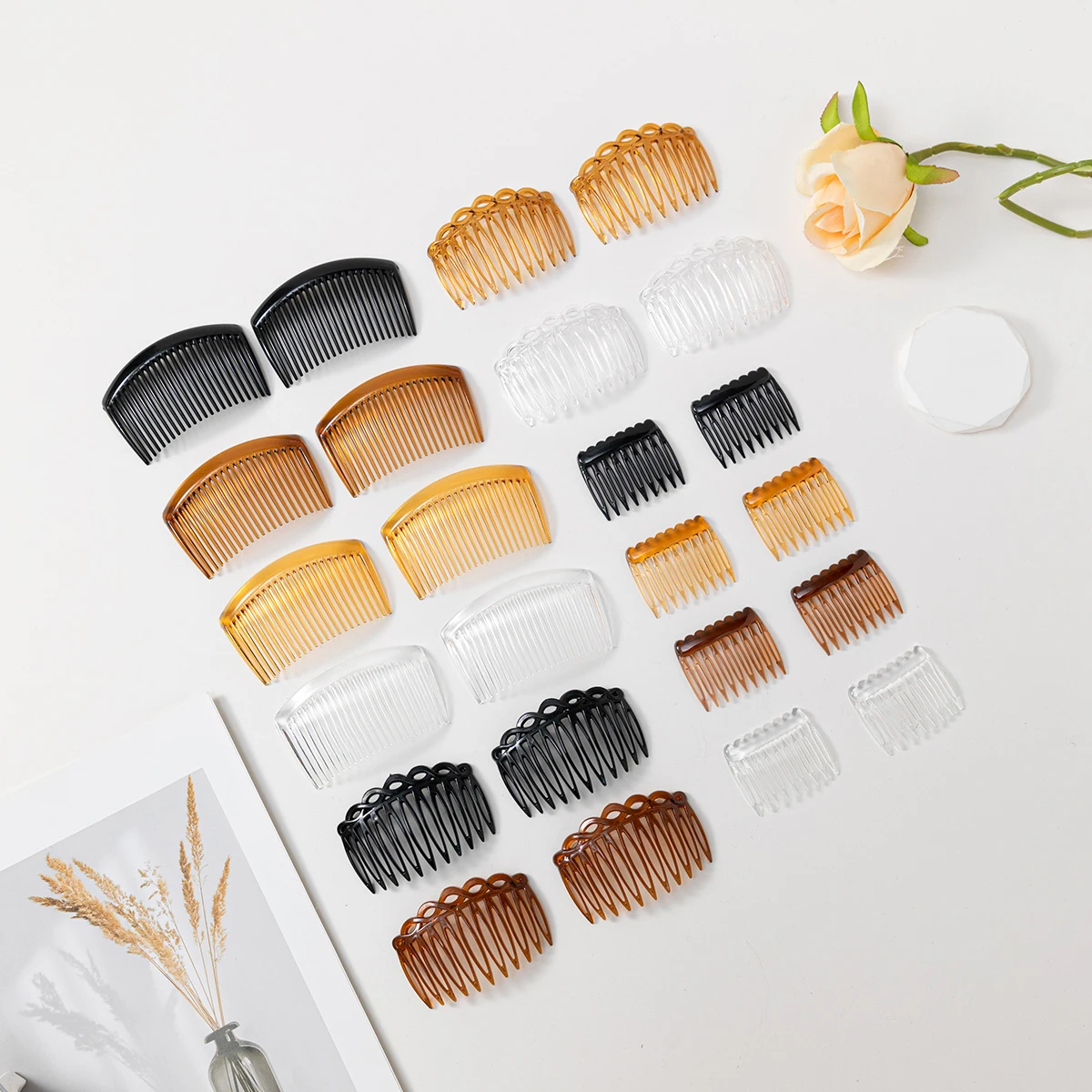 24PCS Simple and Stylish Four Color 9/11/23 Teeth French Twisted Hair Combs For Women and Girls Headwear Hair Accessories