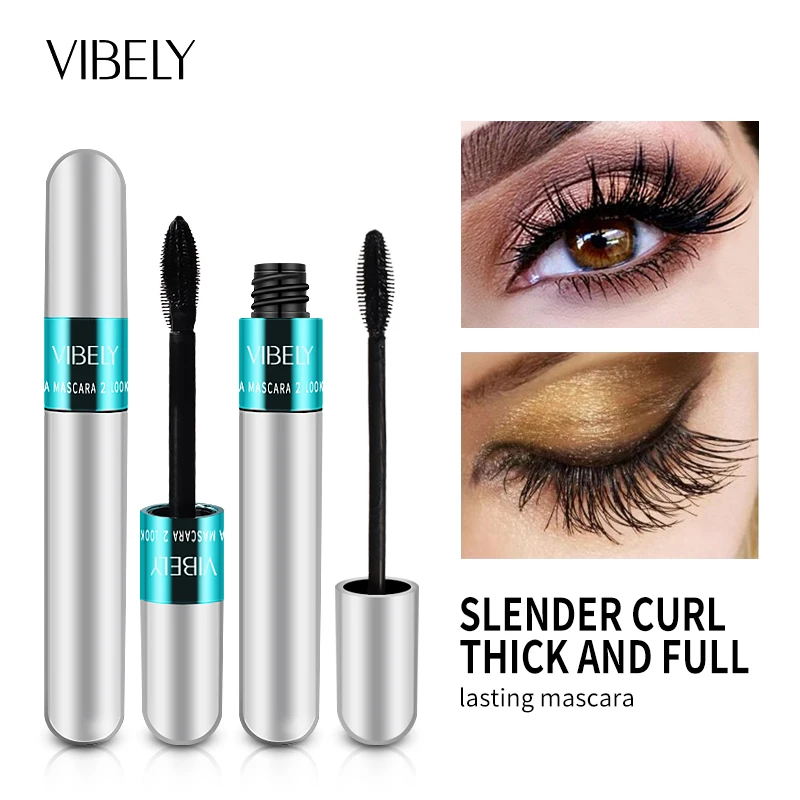 Waterproof Mascara 4D Silk Fiber Lengthens Curling Thick Eyelash Extension Volume Eyes Makeup Cosmetics 2in1 Mascara Mask Rimel