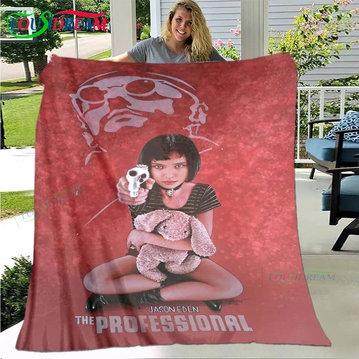 

Hot Famous Movies Leon Jean Pattern Flannel Blanket Lightweight Portable Throw for Home Travel Office Gift