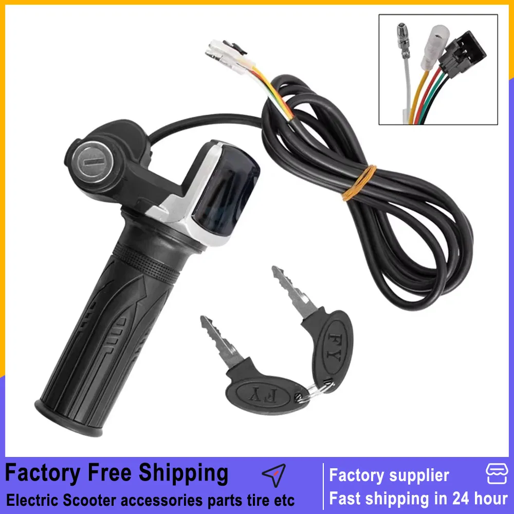 

36V 48V 60V Electric Bicycle Scooter Throttle Grip with Key Lock with LCD Display Power Indicator E-bike Accelerator Accessories