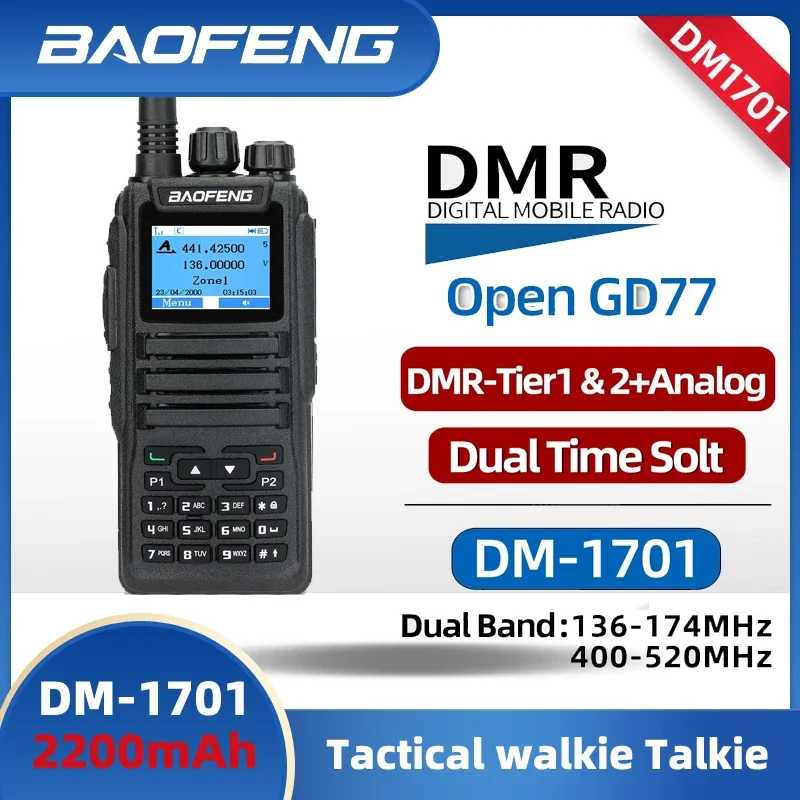 

Baofeng DMR DM 1701 Digital Walkie Talkie dual Mode Analog Two Way radio Open GD77 Time Slot Tier 1 2 Ham DR 1801