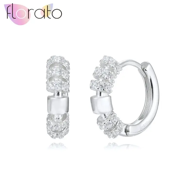 

925 Sterling Silver Needle High-end Luxury Geometric Design Multi-layer Micro-inlaid Wheel-shaped Earrings Fashion Jewelry Gift