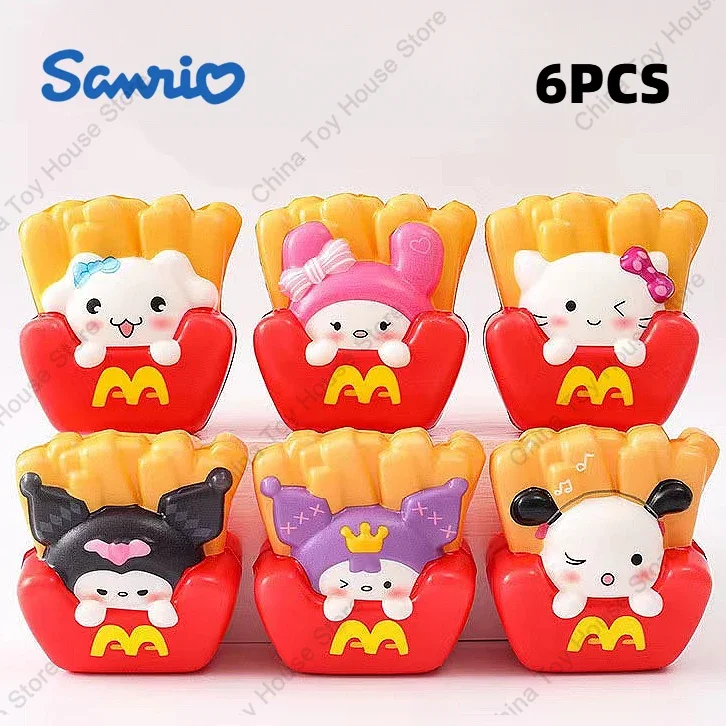 Kawaii Kuromi Melody French Fries Squishy Toys Slow Rising Squeeze PU Anime Anti Stress Relief Toy for Children Kids Xmas Gift