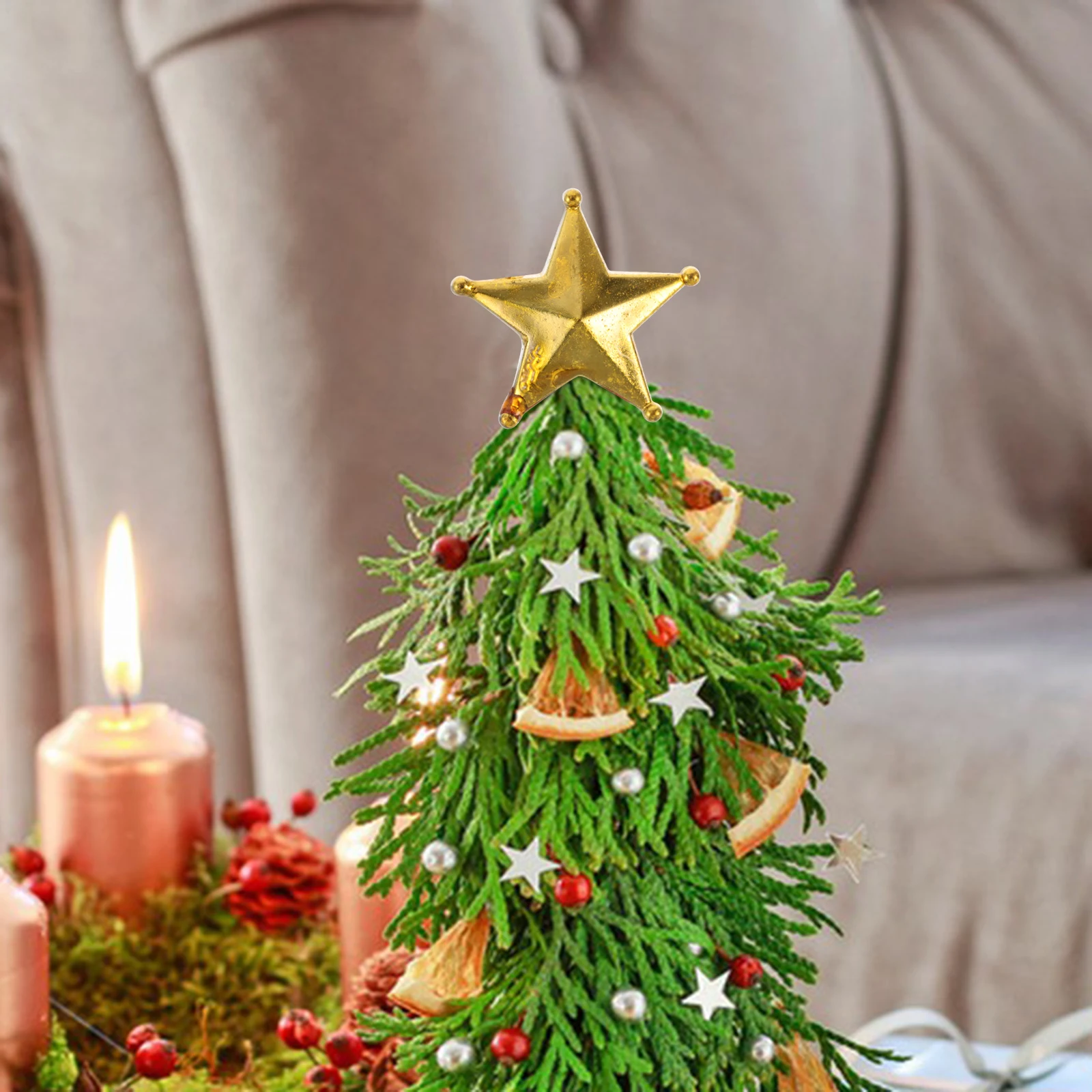 

50 Pcs Christmas Tree Topper Star 2cm Mini Golden nament Treetop Decor Festive Supplies Holiday Party DIY Decoration